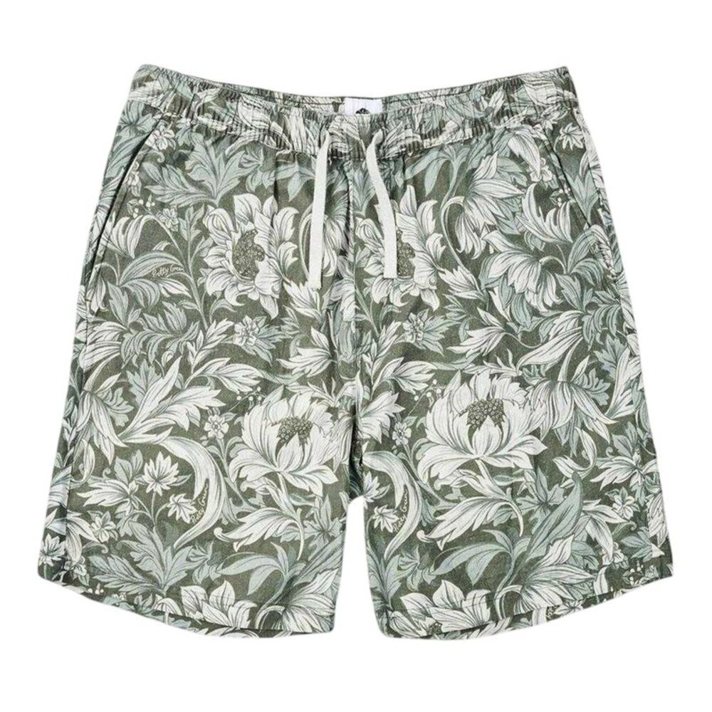 Pretty Green Mens Bostall Fleece Floral Relaxed Fit Shorts / Green
